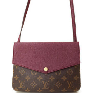 Louis Vuitton Monogram Leather Brown Twice Shoulder Bag